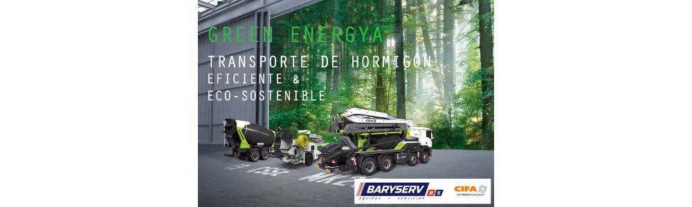 Transporte de hormigón eficiente y eco-sostenible con las hormigoneras y bombas con hormigonera híbridas-eléctricas de la serie “Energya” de CIFA – BARYSERV BS