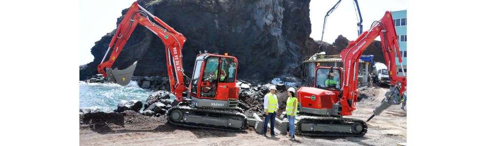 LoxamHune suministra una amplia gama de maquinaria a largo plazo para las obras de construcción del Paseo Marítimo de Los Roques de Fasnia, en Tenerife