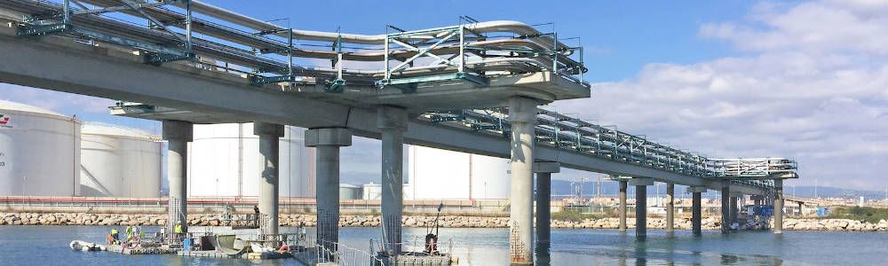 Reparación de pilares de hormigón en el puente sobre el río Francolí en el Puerto de Tarragona - Mapei