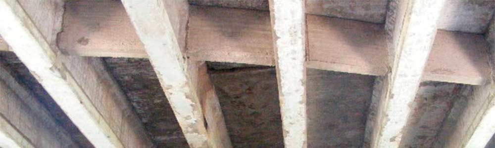 Deslizamiento del material del aproche entre las columnas del estribo.