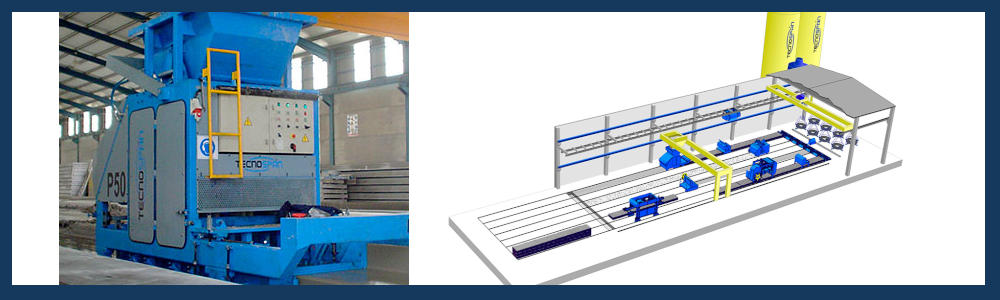 Perfiladora Tecnospan en instalaciones de Prefabricados de Hormigón