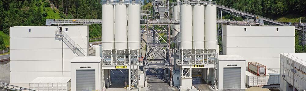 The Liebherr Doppelbetomix reliably delivers the desired concrete types in constant quality for the Brenner base tunnel