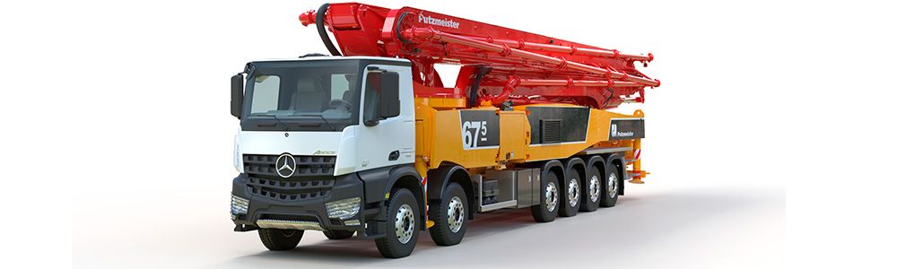 : La bomba de hormigón sobre camión M47-5 con sistema de apoyo Full FLEX sobre un chasis de 4 ejes