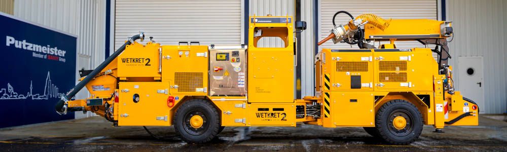 Nuevo equipo robotizado para shotcrete Putzmeister Wetkret 2 Narrow Vein, el primer equipo de operación dual para vetas angostas
