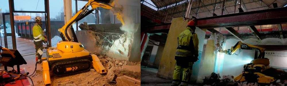 Robot de demolición Brokk en Edificio España de Plaza de España
